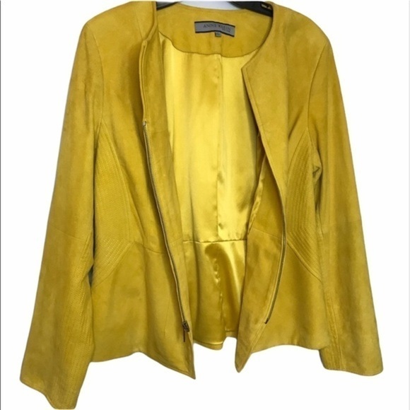 ANNE Klein Yellow Suede “Urban Jungle” Jacket NEW - Picture 6 of 7